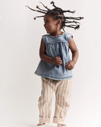 Toddler Girl Sleeveless Denim Top in Avenue Wash - Blue