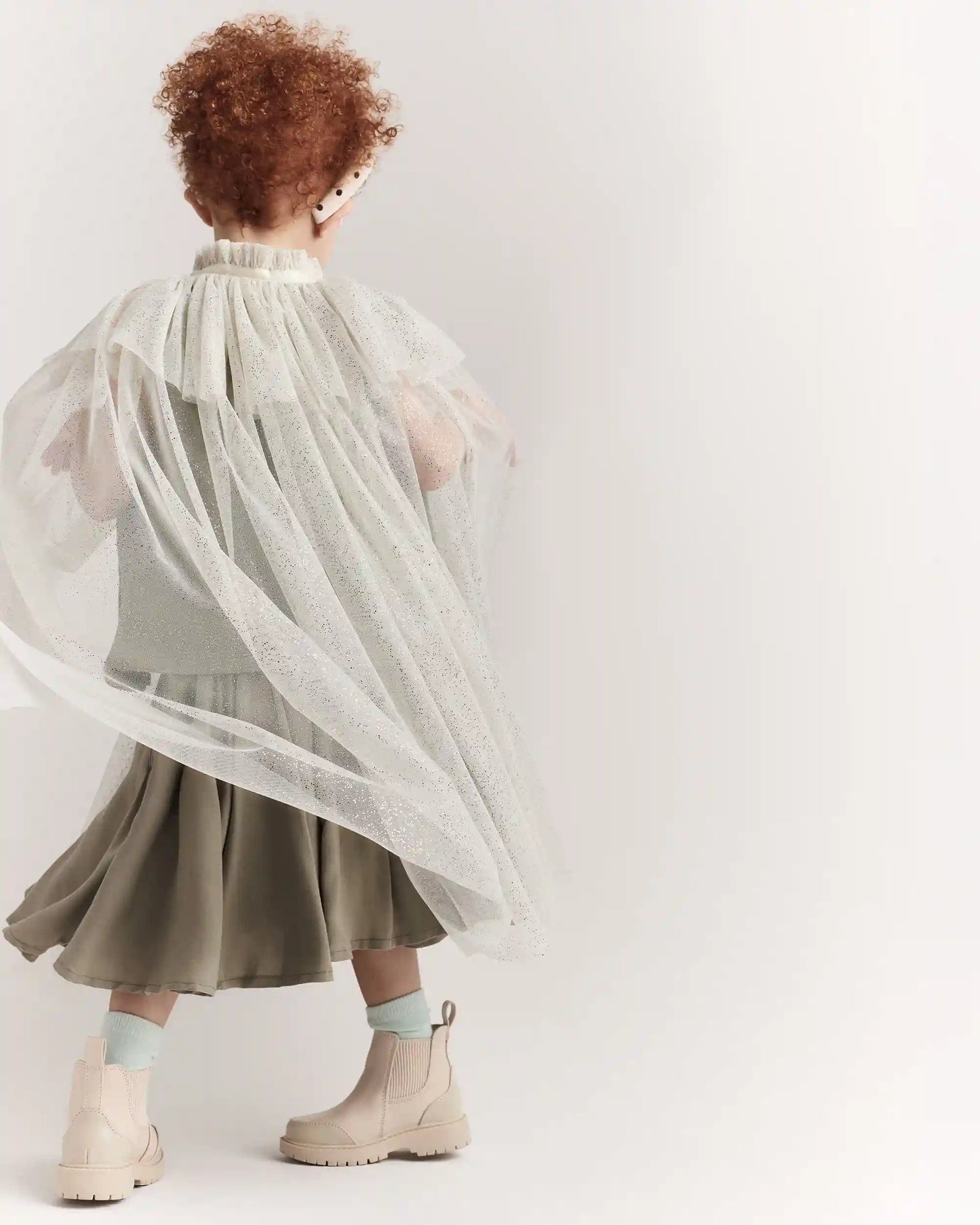 Toddler Girl Confetti Dress Up Cape - Cream/Gold
