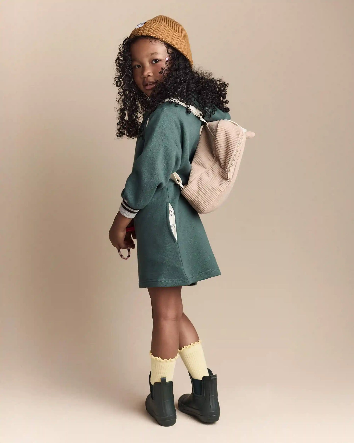 Toddler Girl Long-Sleeve Hooded Sweatshirt Dress - Green