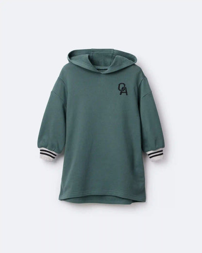 Toddler Girl Long-Sleeve Hooded Sweatshirt Dress - Green
