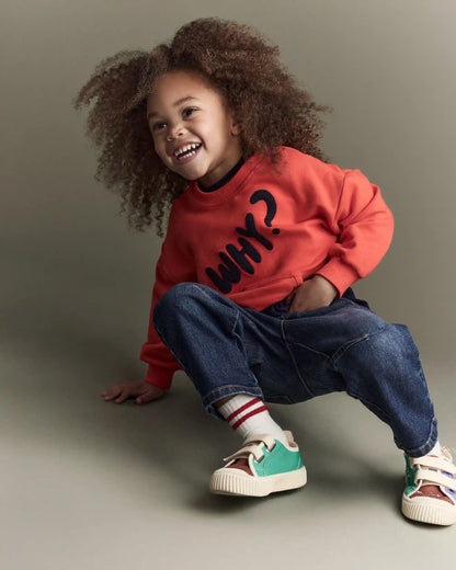 Toddler 'Why?' Graphic Pullover Sweatshirt - Orange