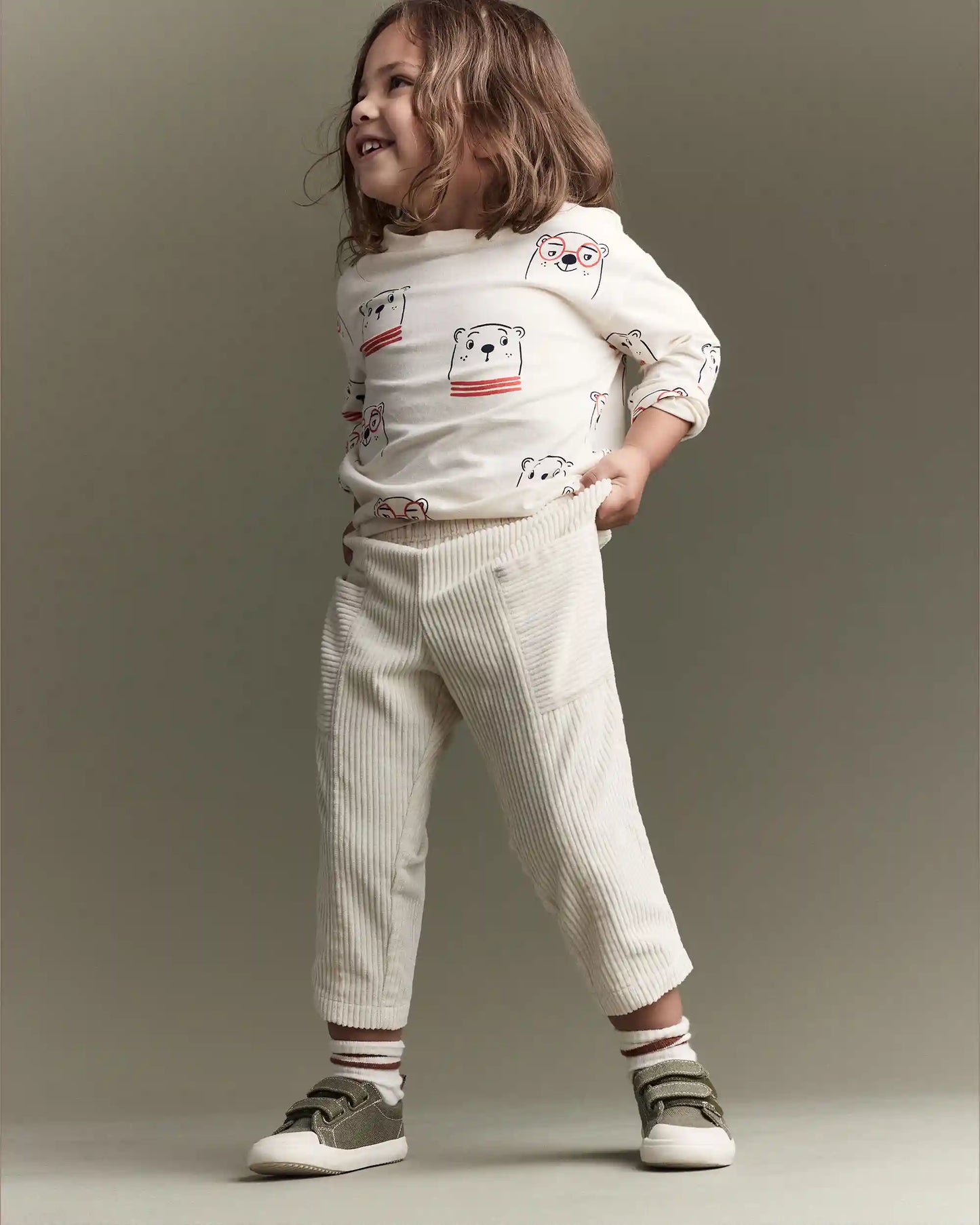 Toddler Boy Corduroy Pocket Pant - Cream