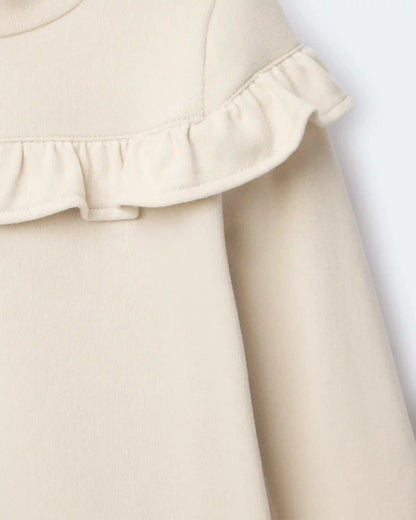 Toddler Girl Mock Neck Ruffle Top - Khaki