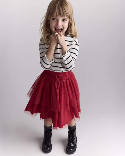 Toddler Girl Avenue Twirl™ Tiered Midi Skirt with Tulle - Red