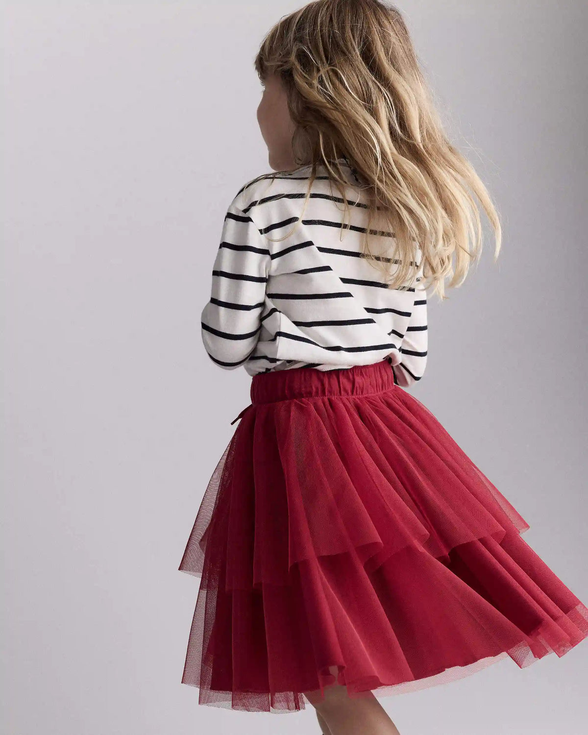 Toddler Girl Avenue Twirl™ Tiered Midi Skirt with Tulle - Red