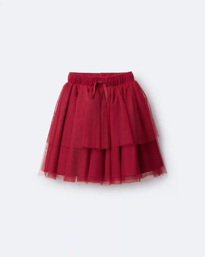 Toddler Girl Avenue Twirl™ Tiered Midi Skirt with Tulle - Red