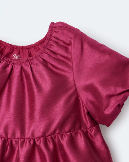 Toddler Girl Puff-Sleeve Tiered Party Dress - Pink