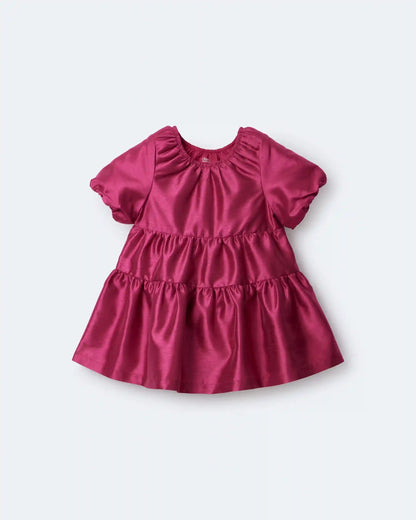 Toddler Girl Puff-Sleeve Tiered Party Dress - Pink