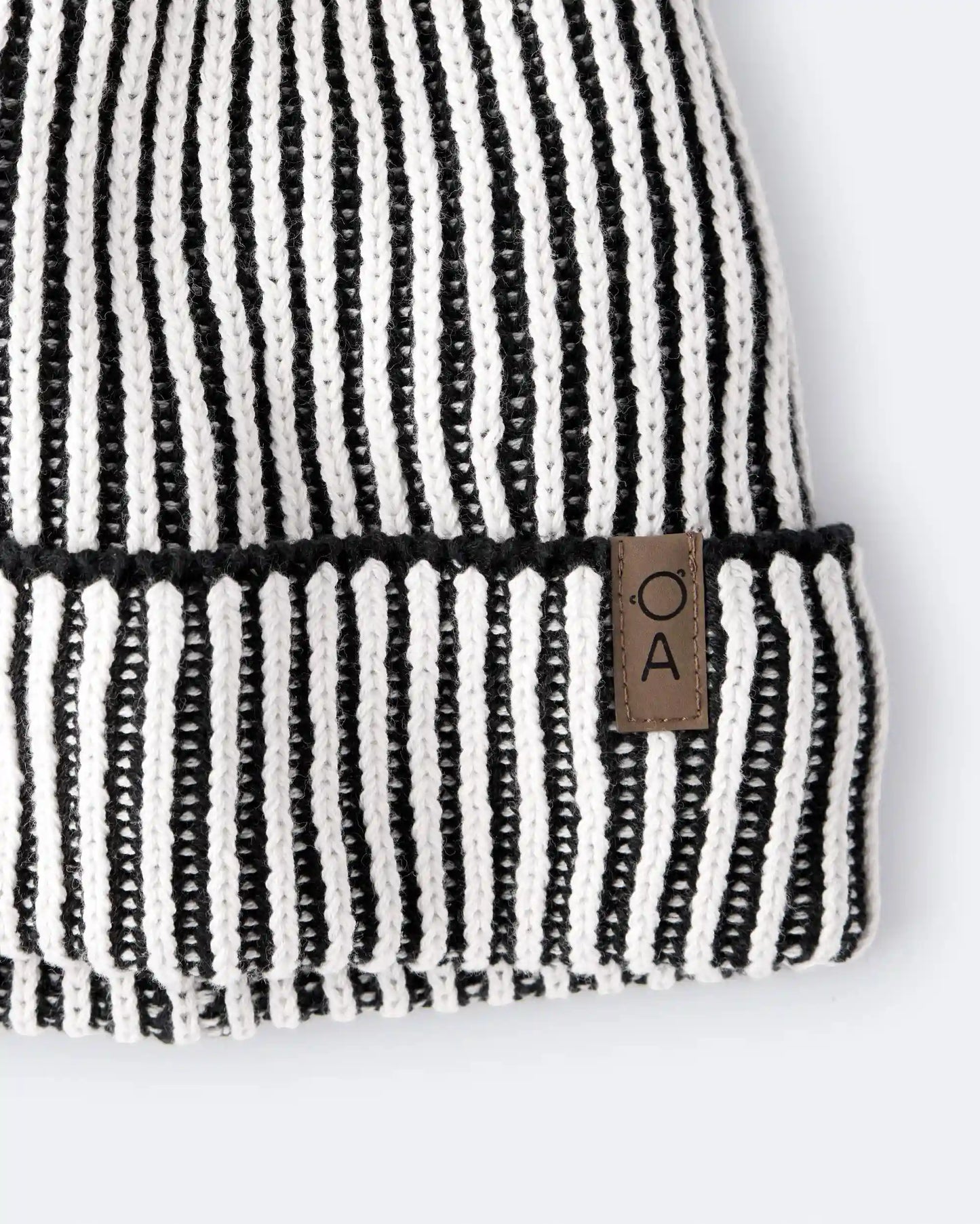 Toddler Neutral Striped Pom Pom Beanie - Black/White