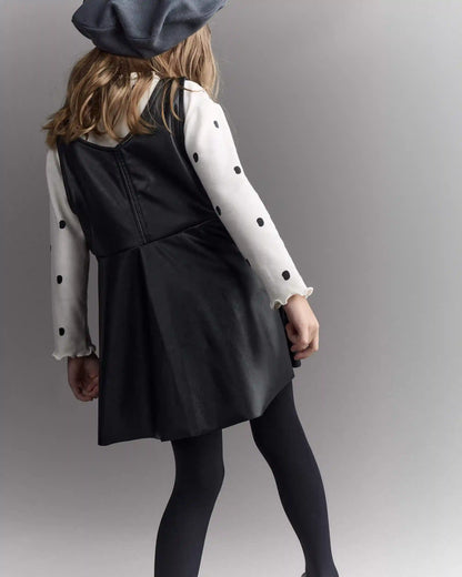 Toddler Girl Faux Leather Sleeveless Dress - Black