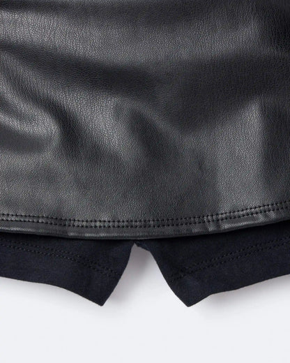 Toddler Girl Reagan Skort in Faux Leather - Black