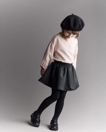 Toddler Girl Reagan Skort in Faux Leather - Black