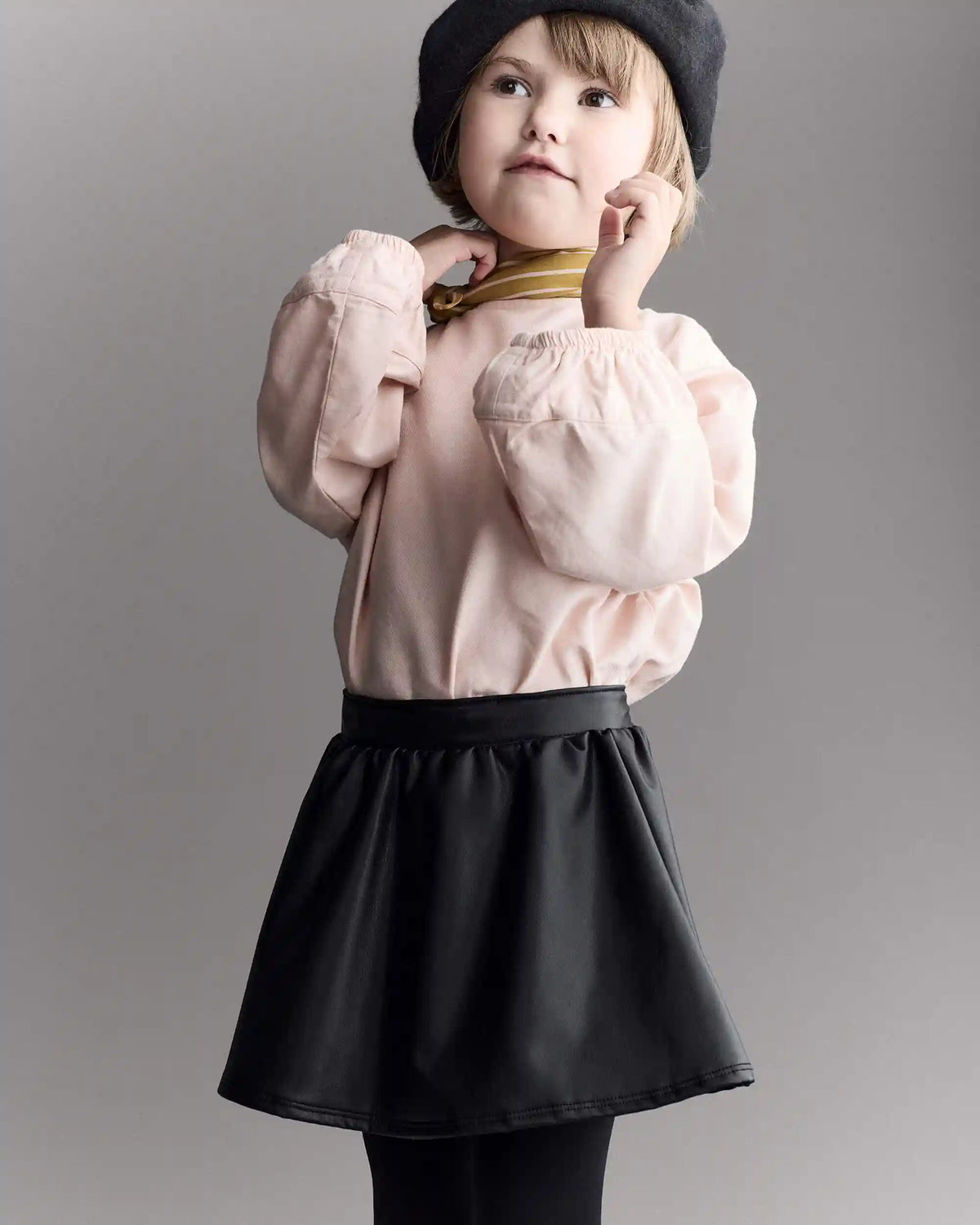 Toddler Girl Reagan Skort in Faux Leather - Black