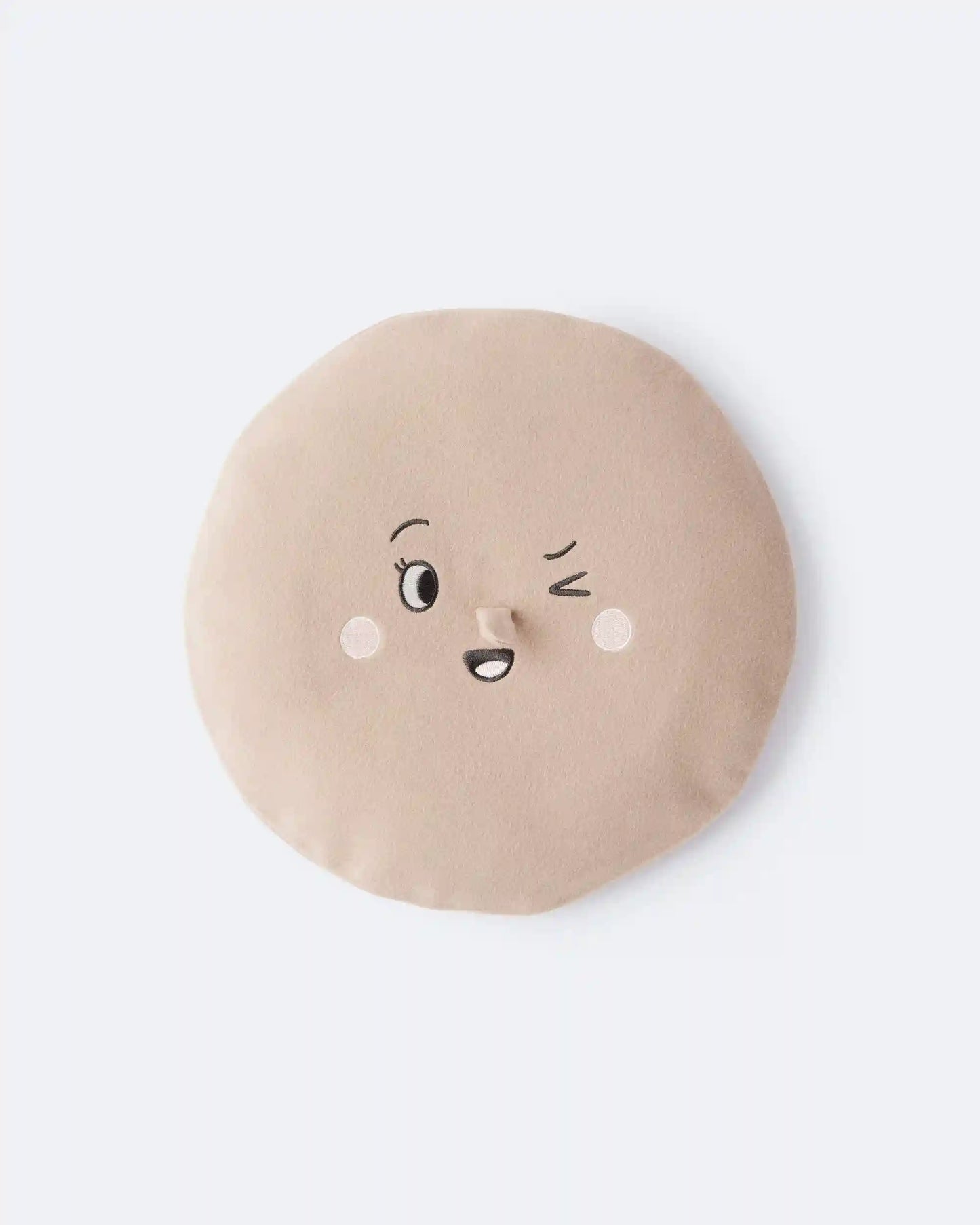 Toddler Girl Beret with Face Graphic - Tan