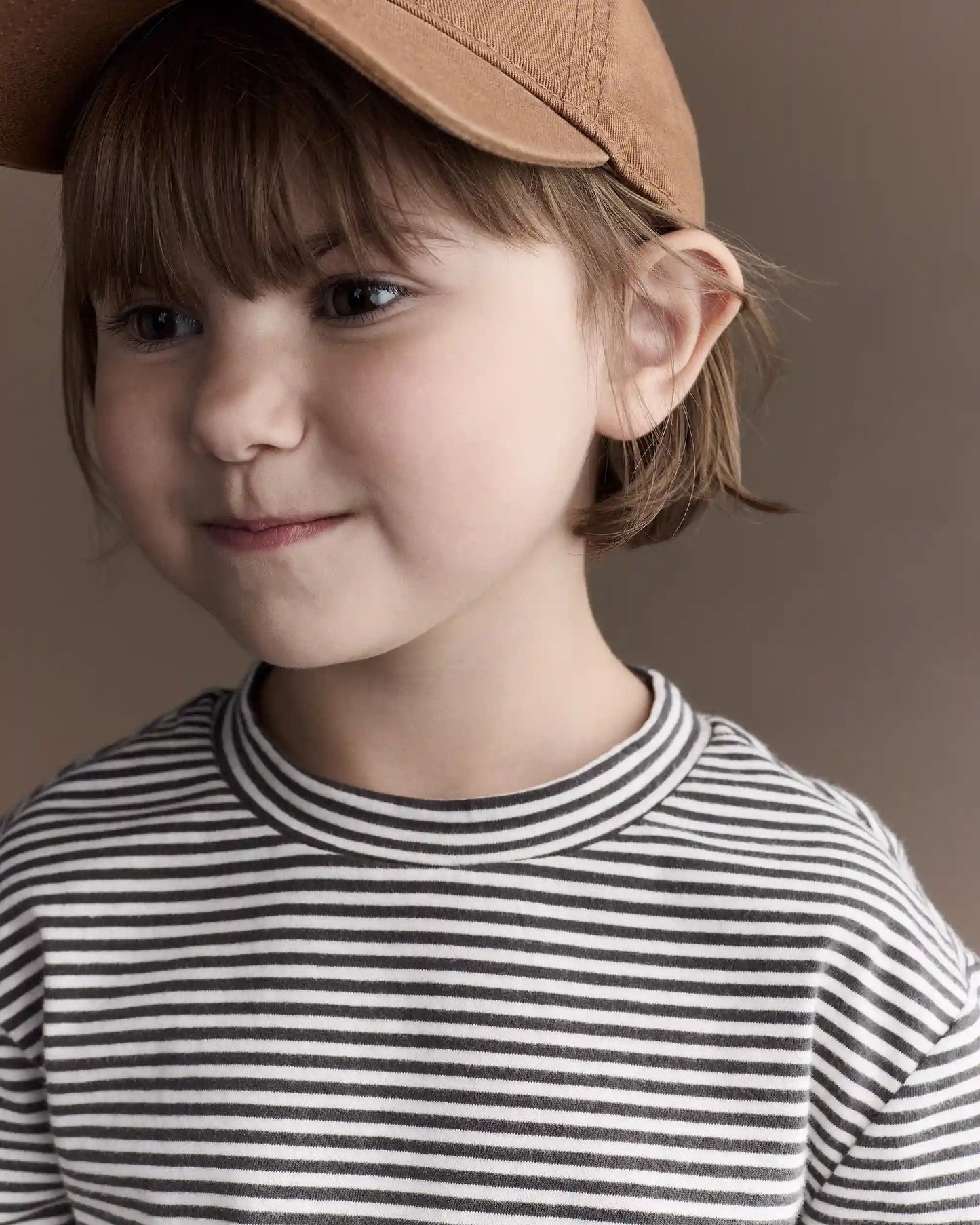 Toddler Girl Striped Ruffle Edge Long-Sleeve Top - Dark Grey/Ivory