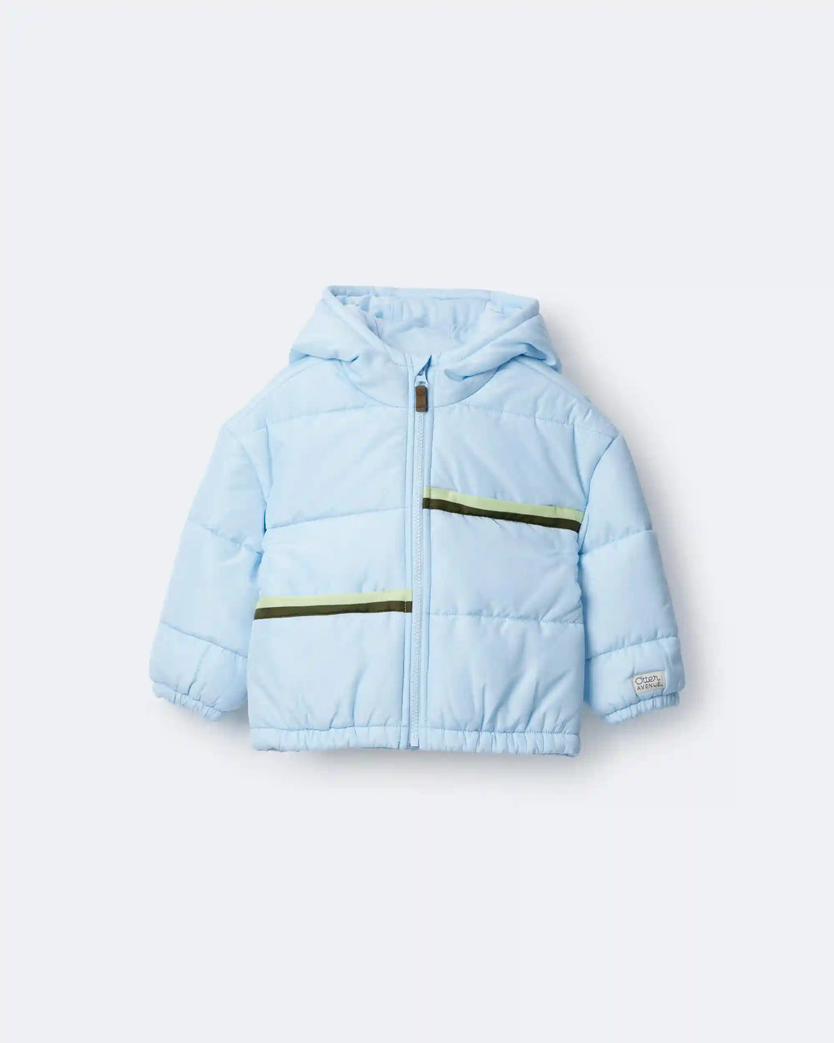 Toddler Boy Zip-Up Hooded Puffer - Light Blue