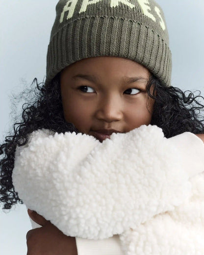 Toddler Let's Have Fun' Sherpa Quarter-Zip Sweatshirt - Cream