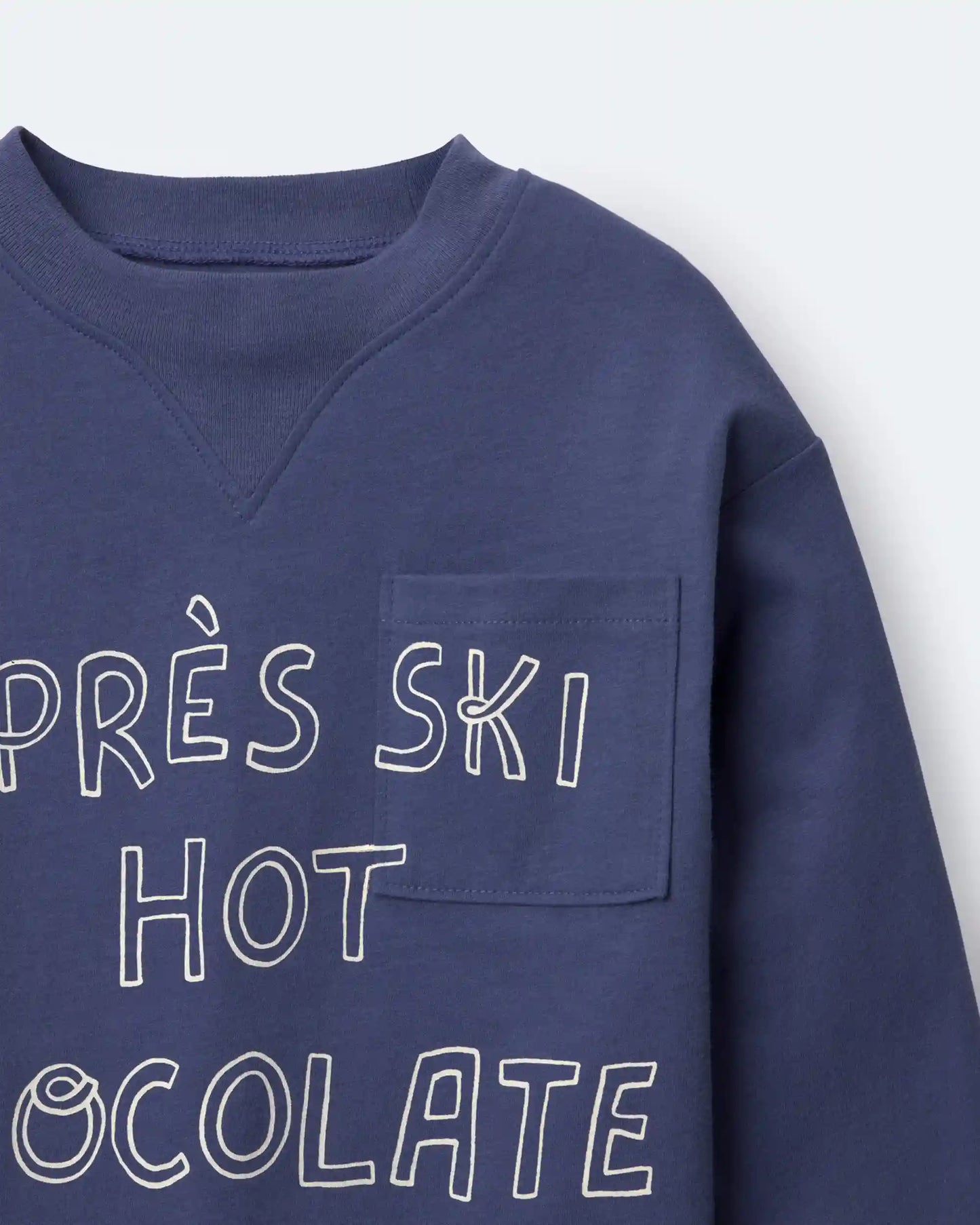 Toddler Hot Cocoa Club' Long-Sleeve Pocket Relaxed Graphic Tee - Dark Blue