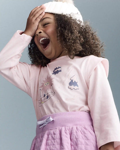Toddler Girl Skiing Squish Long-Sleeve Top - Light Pink