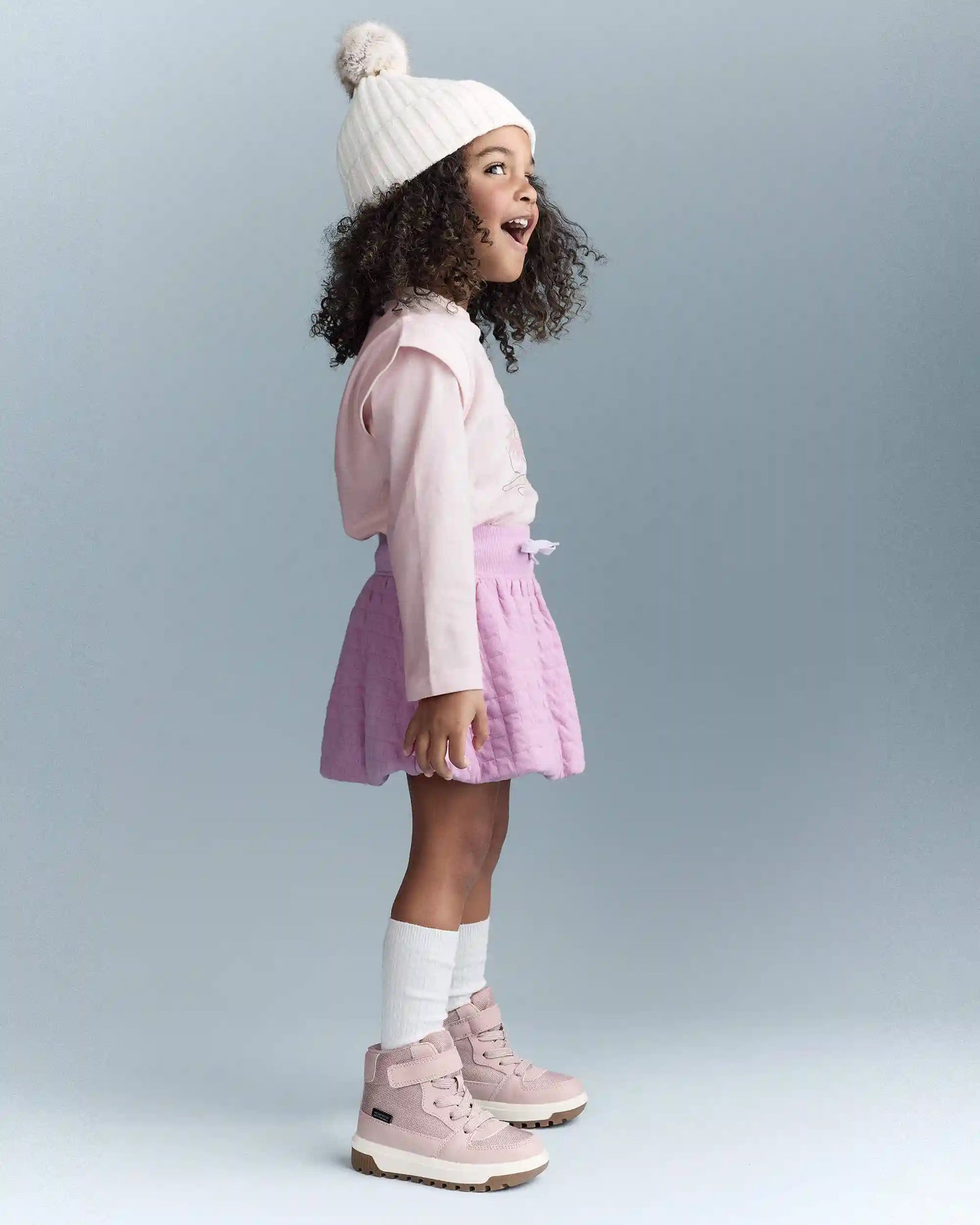 Toddler Girl Skiing Squish Long-Sleeve Top - Light Pink