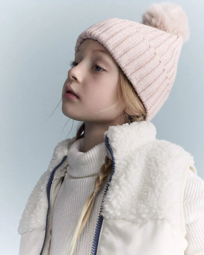 Toddler Sherpa Ski Puffer Vest - Cream