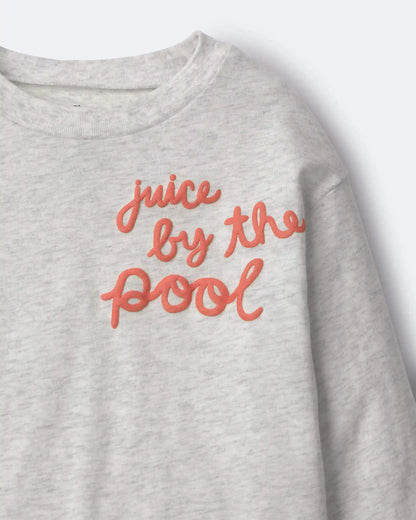 Toddler 'Juice By The Pool' Long-Sleeve Relaxed Graphic Tee - Heather Grey