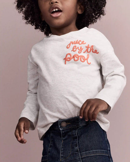 Toddler 'Juice By The Pool' Long-Sleeve Relaxed Graphic Tee - Heather Grey