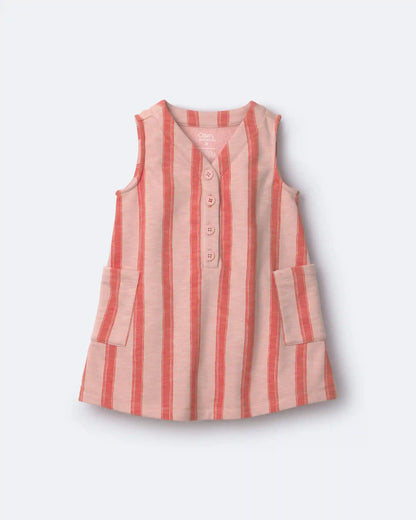 Toddler Girl Striped Pocket Dress - Orange