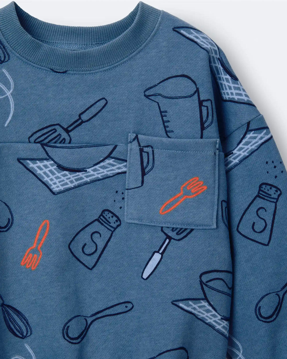 Toddler Baking Wide-Arm Pocket Sweatshirt - Blue