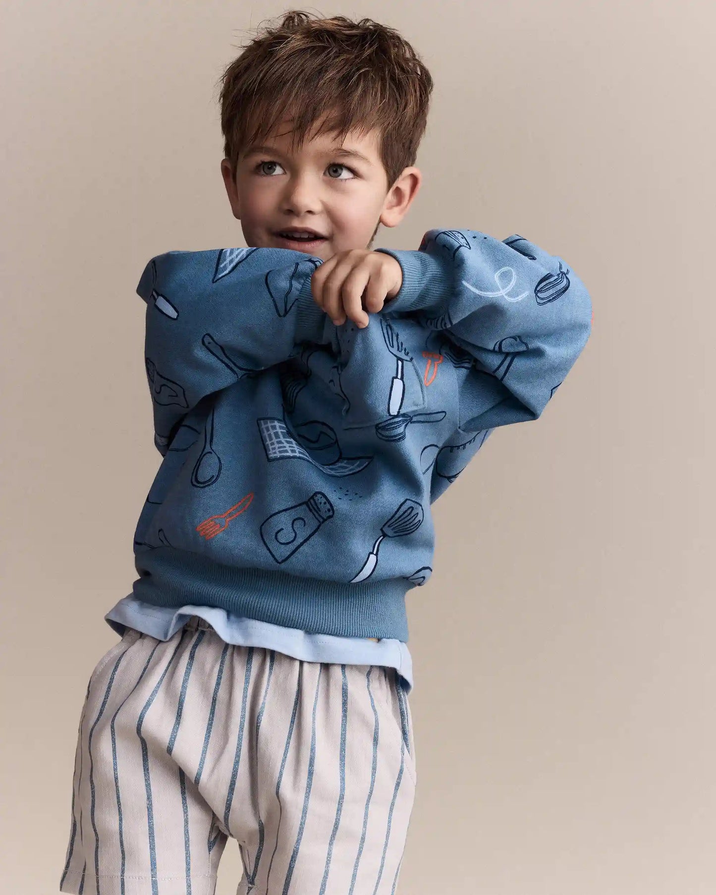 Toddler Baking Wide-Arm Pocket Sweatshirt - Blue