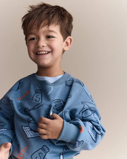 Toddler Baking Wide-Arm Pocket Sweatshirt - Blue