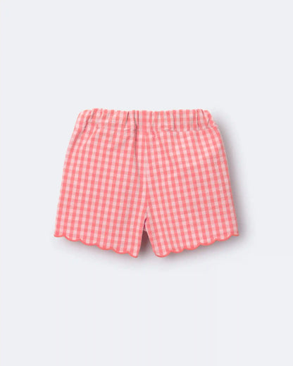 Toddler Girl Gingham Scalloped Shorts - Orange