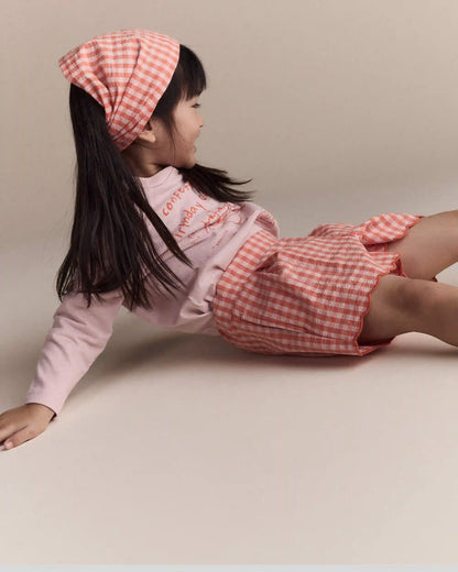 Toddler Girl Gingham Scalloped Shorts - Orange