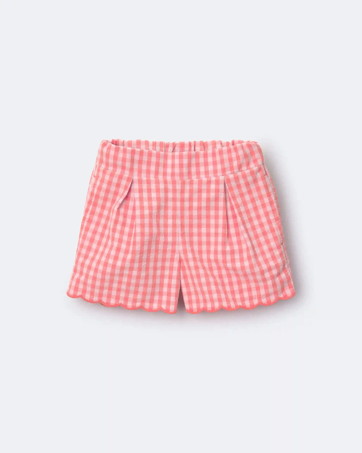 Toddler Girl Gingham Scalloped Shorts - Orange