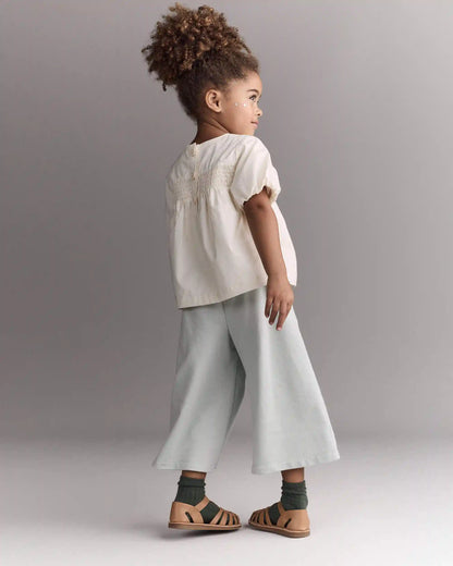 Toddler Girl Smocked Bubble Sleeve Top - Cream