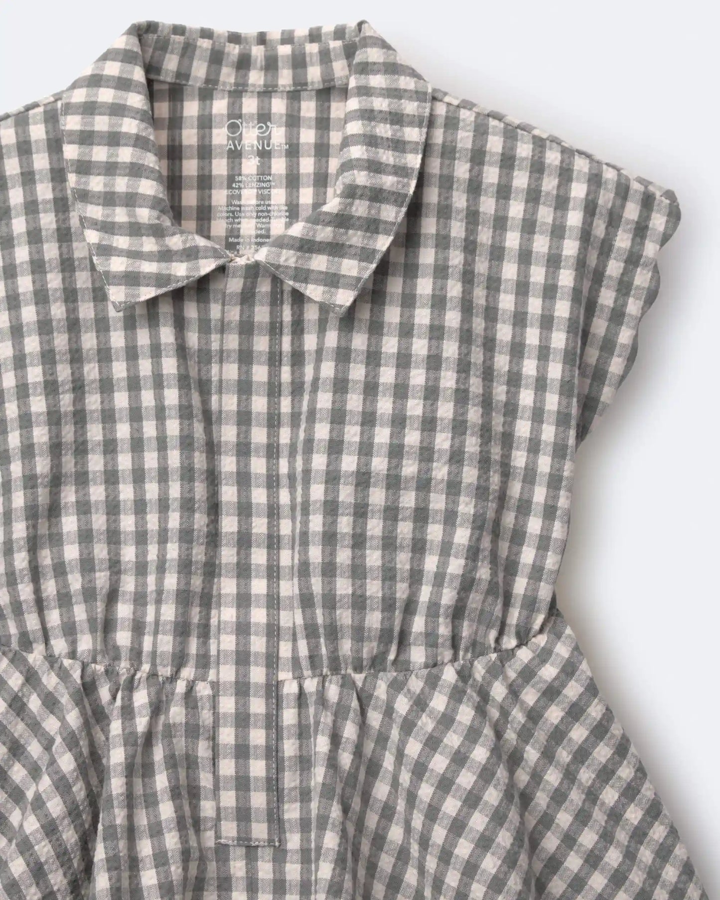 Toddler Girl Avenue Twirl™ Scalloped Dress in Gingham - Grey