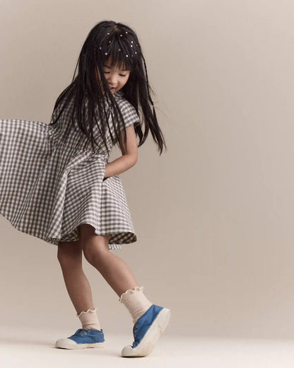 Toddler Girl Avenue Twirl™ Scalloped Dress in Gingham - Grey