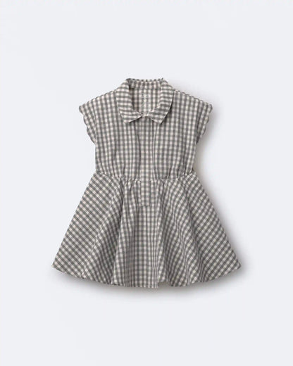 Toddler Girl Avenue Twirl™ Scalloped Dress in Gingham - Grey