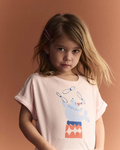 Toddler Girl Breezy High-Low Top in Circus Print - Pink