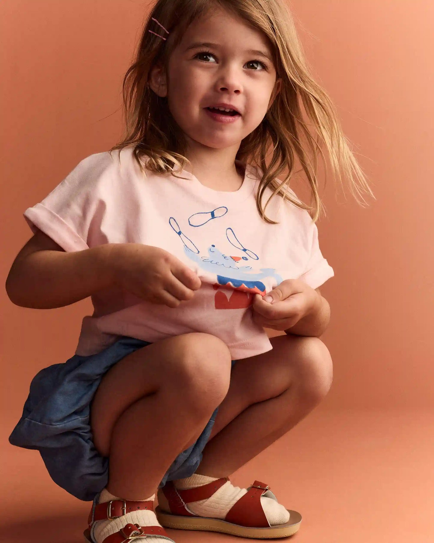 Toddler Girl Breezy High-Low Top in Circus Print - Pink