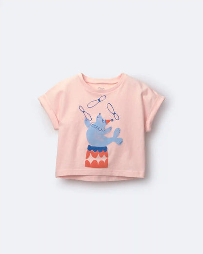Toddler Girl Breezy High-Low Top in Circus Print - Pink