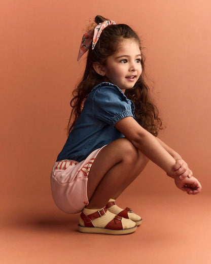 Toddler Girl Peter Pan Collar Top in Chambray