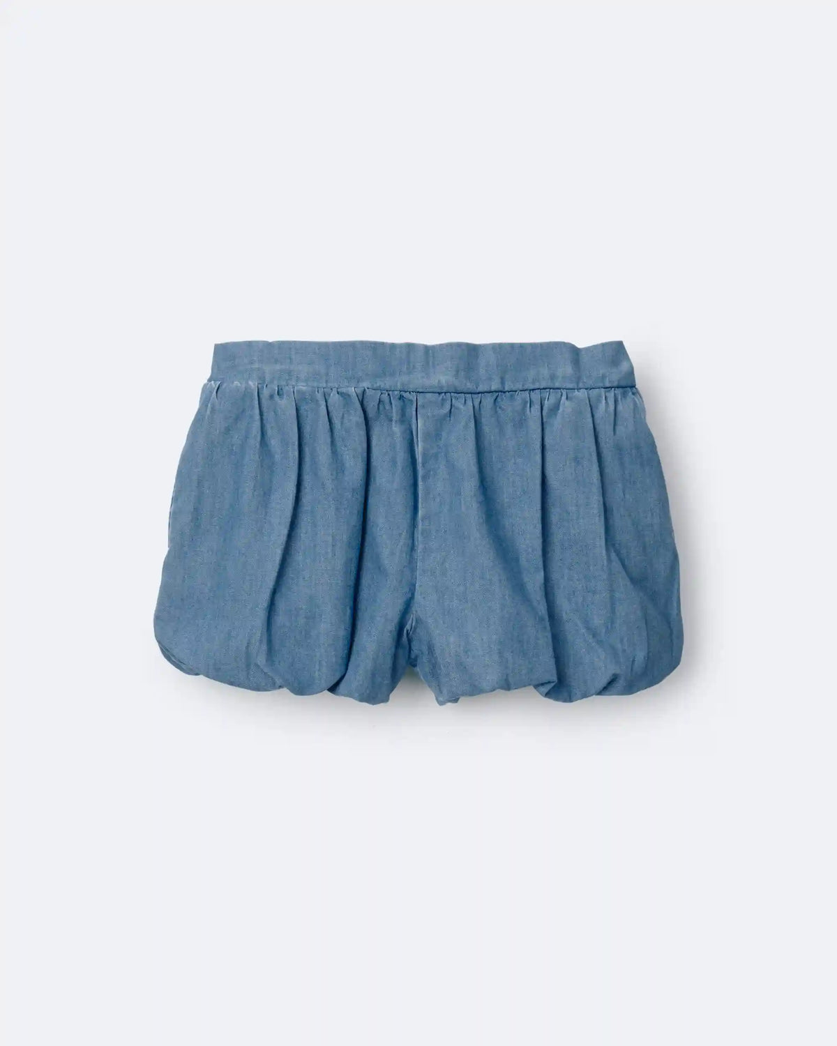 Toddler Girl Bubble Shorts in Chambray - Blue