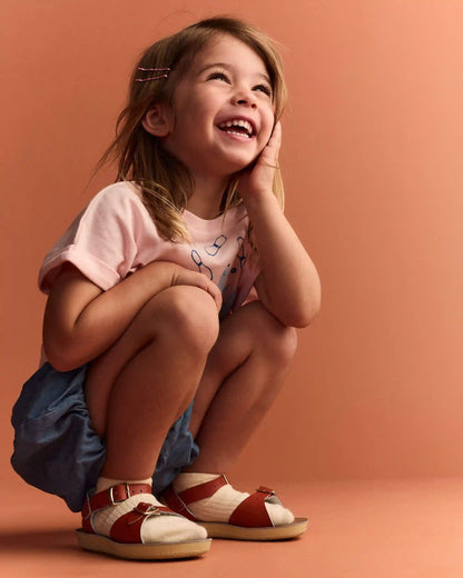 Toddler Girl Bubble Shorts in Chambray - Blue