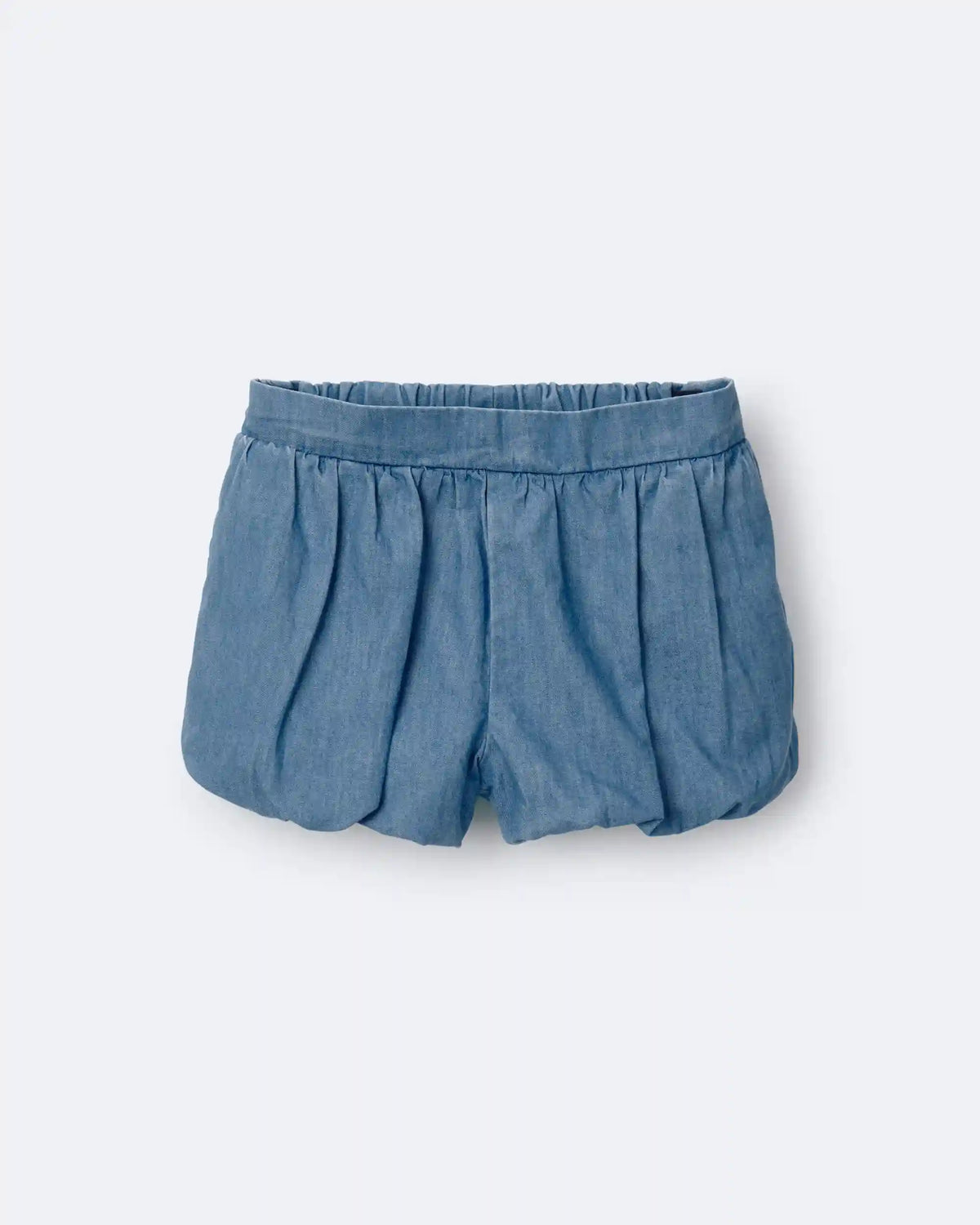 Toddler Girl Bubble Shorts in Chambray - Blue