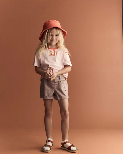Toddler Girl Relaxed Graphic Tee in Big Top Print - Light Pink