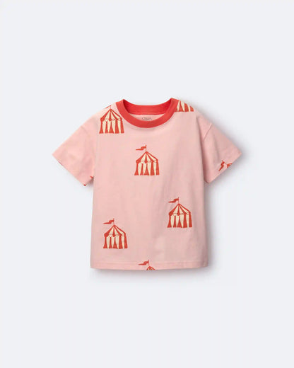 Toddler Girl Relaxed Graphic Tee in Big Top Print - Light Pink