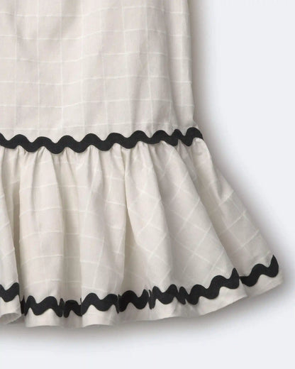 Toddler Girl Ric-Rac Short-Sleeve Dropwaist Dress - Cream