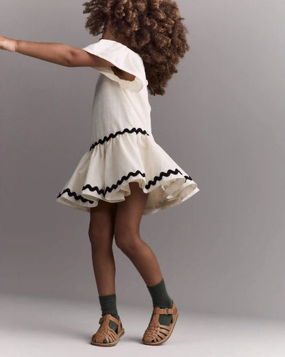 Toddler Girl Ric-Rac Short-Sleeve Dropwaist Dress - Cream