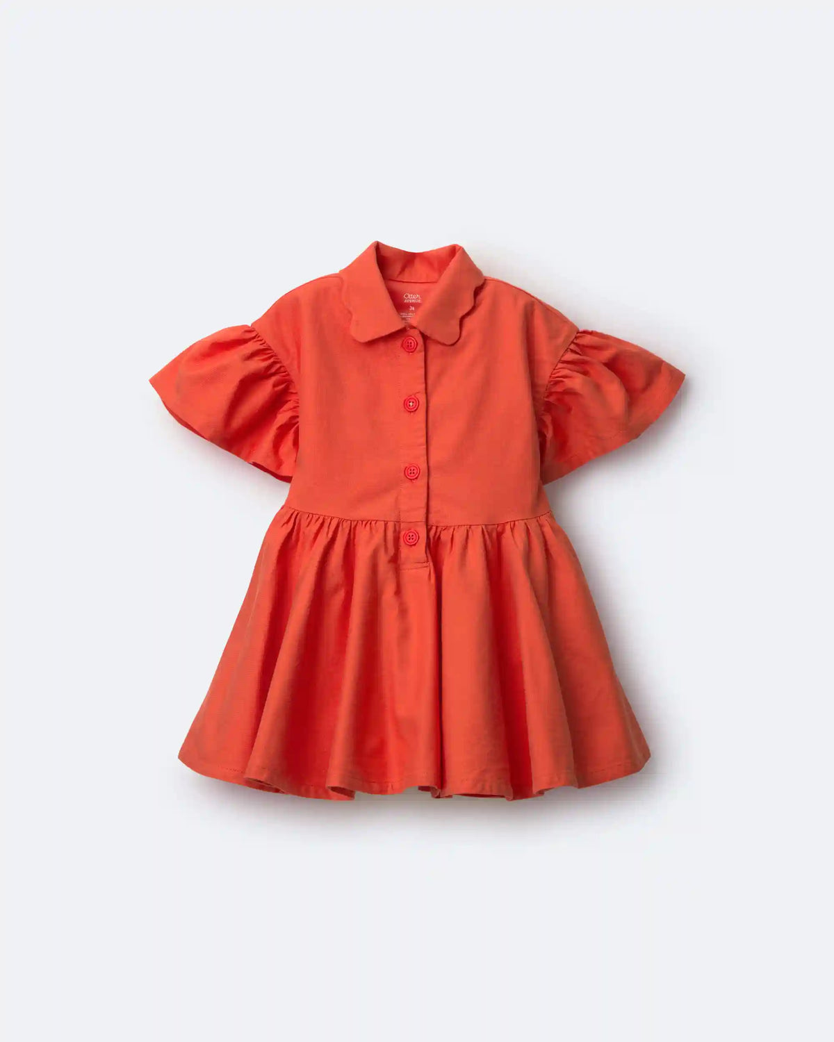 Toddler Girl Ruffle Collar Flowy Dress - Orange